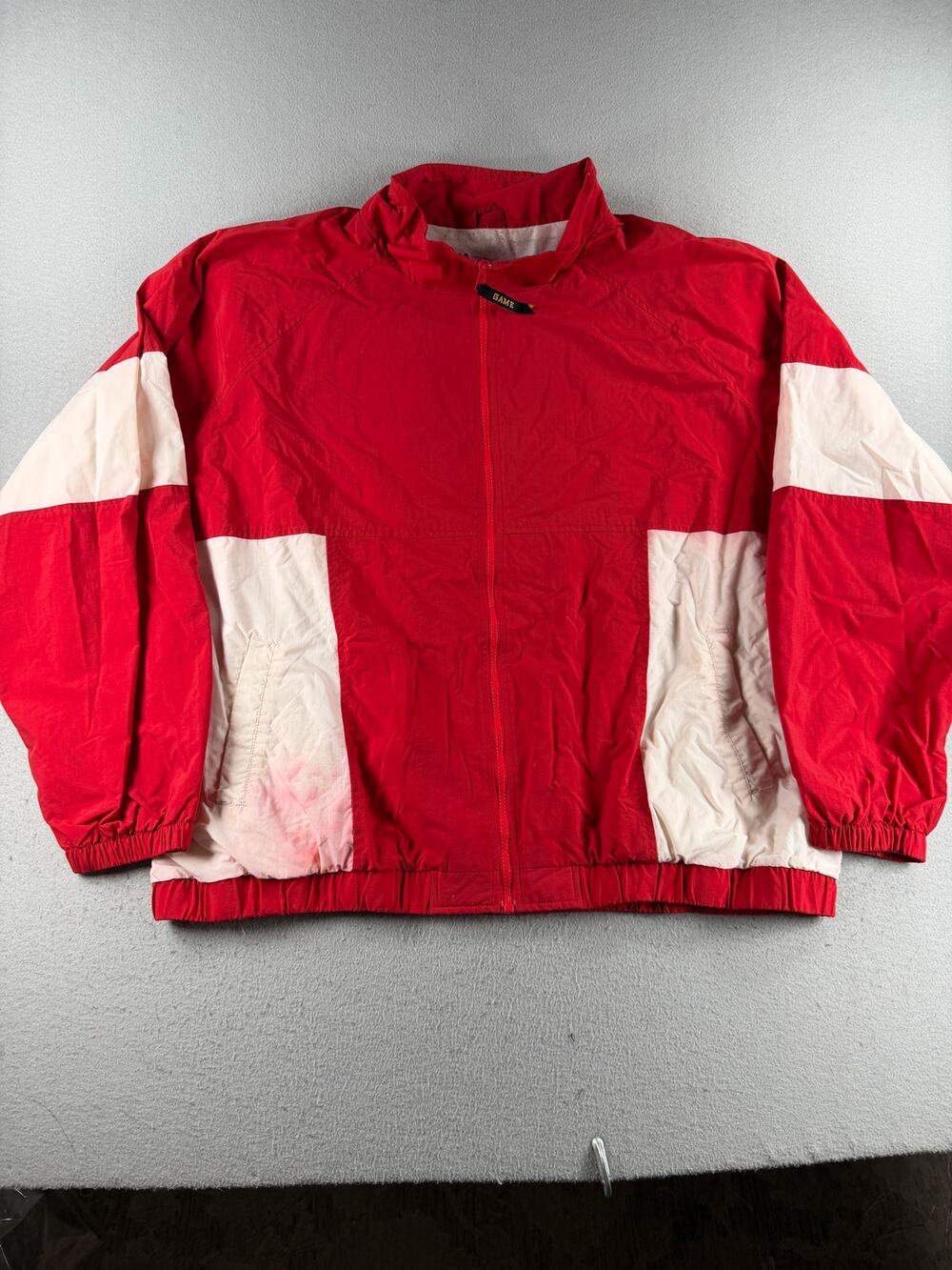 Game Sportswear 3XL Red White Nylon Windbreaker Jacket Colorblock Full Zip